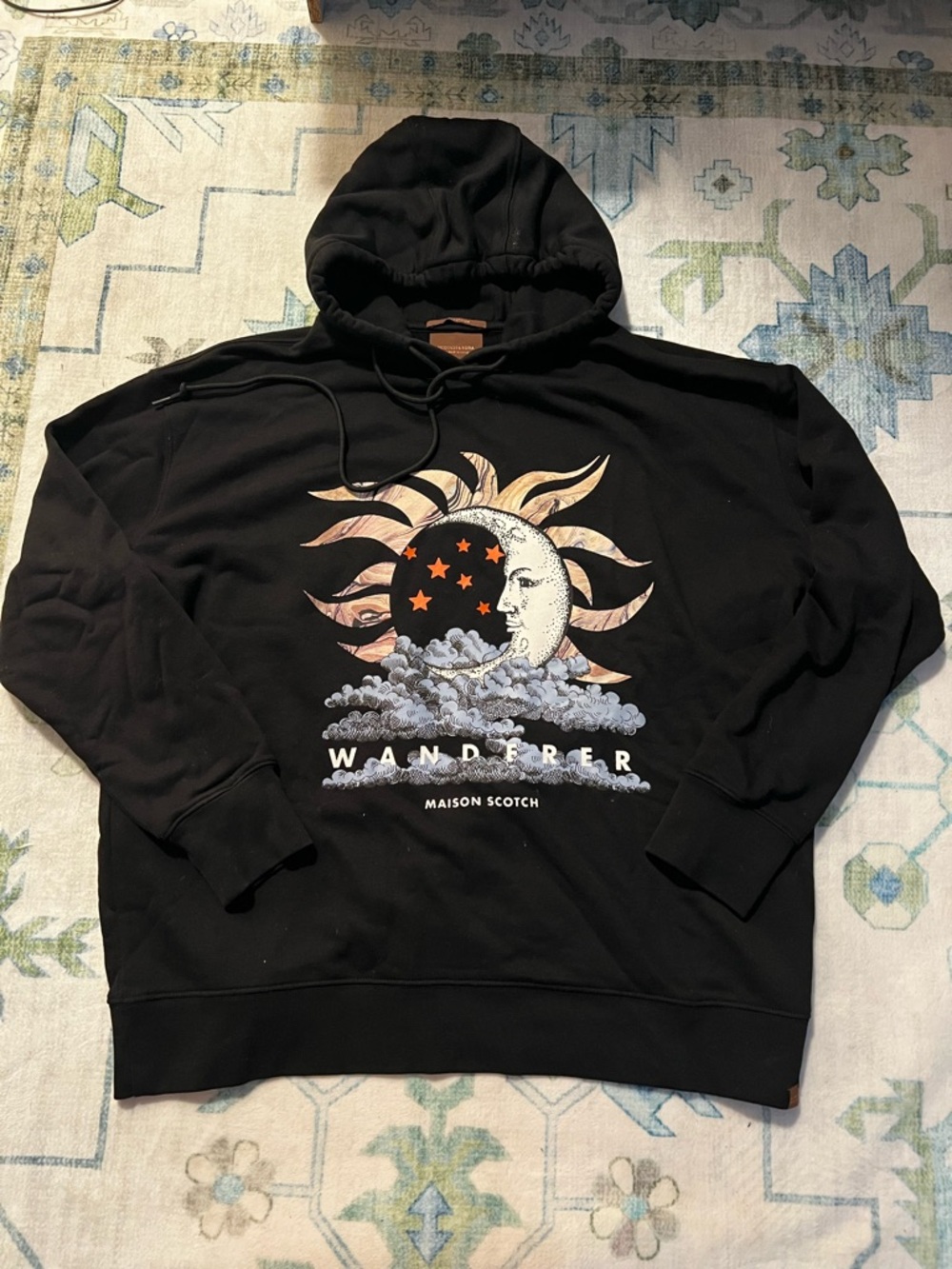 Scotch & Soda Black 'Wanderer' Celestial Graphic Hoodie